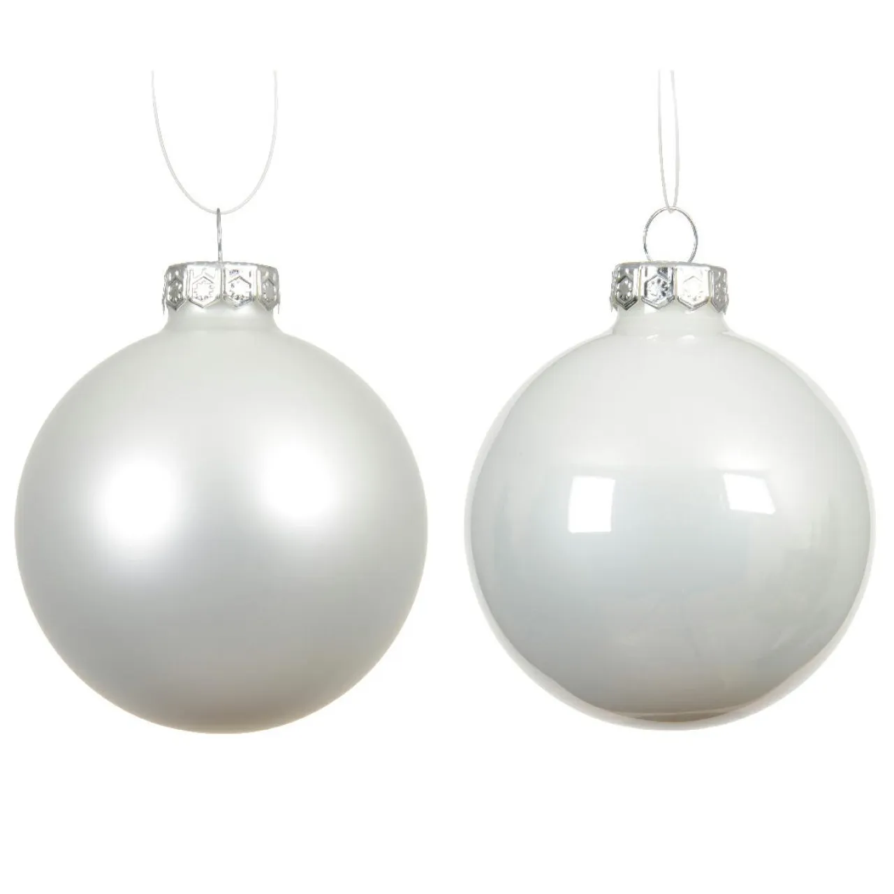 KAEMINGK Lot de 6 boules de Noël en verre (D80 mm) Boréal Blanc Outlet