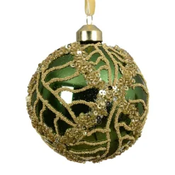 KAEMINGK Lot de 3 boules de Noël en verre (D80 mm) Shiny sequins Vert sapin