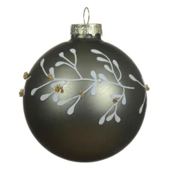 KAEMINGK Lot de 3 boules de Noël en verre (D80 mm) Feuillage d'hiver Vert romarin Online
