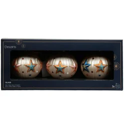 KAEMINGK Lot de 3 boules de Noël en verre (D80 mm) Cirque étoilé Perle