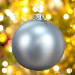 KAEMINGK Lot de 4 boules de Noël en verre (D100 mm) Arctique mate Bleu brumeux Clearance