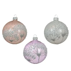 KAEMINGK Lot de 6 boules de Noël en verre (D80 mm) Berce du Caucase Perle et Lilas Violet Online