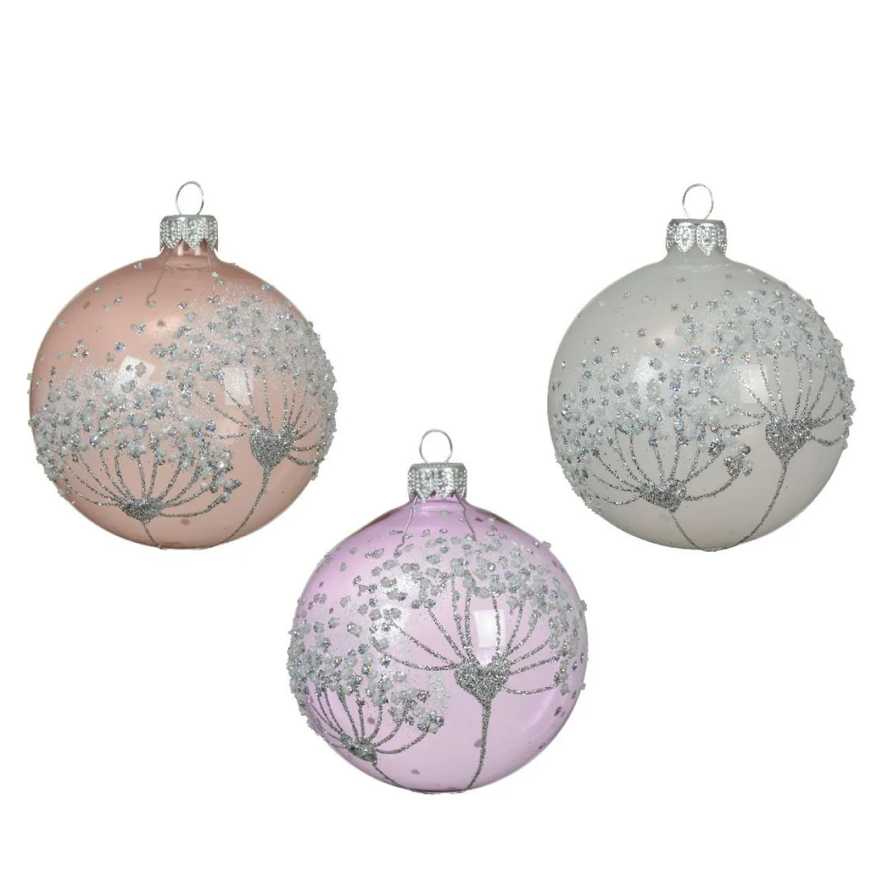 KAEMINGK Lot de 6 boules de Noël en verre (D80 mm) Berce du Caucase Perle et Lilas Violet Online