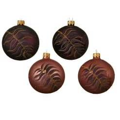 KAEMINGK Lot de 6 boules de Noël en verre (D80 mm) Palma Violet New