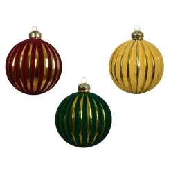 KAEMINGK Lot de 12 boules de Noël en verre (D100 mm) Velours Vintage Multicolore Best