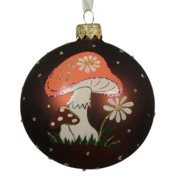 KAEMINGK Lot de 6 boules de Noël en verre (D80 mm) Champignon des bois Brun Marron New