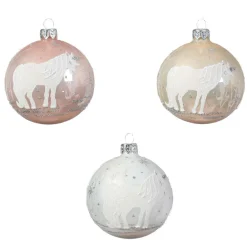 KAEMINGK Lot de 6 boules de Noël en verre Licorne Rose poudré Discount
