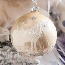 KAEMINGK Lot de 6 boules de Noël en verre Licorne Rose poudré Discount