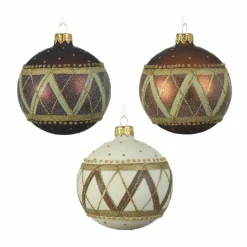 KAEMINGK Lot de 6 boules de Noël en verre (80 mm) Elia Cannelle Discount