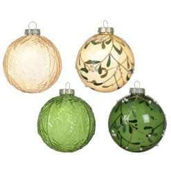 KAEMINGK Lot de 12 boules de Noël en verre (80 mm) Skellig transparente et cuivre Vert Sale