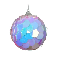 KAEMINGK Lot de 4 boules de Noël à sequins (D80 mm) Ice irisé Transparent irisé Clearance