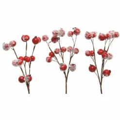 KAEMINGK Lot de 3 branches de baies (15 cm) Romancia enneigé Rouge Hot