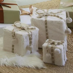 KAEMINGK Lot de 3 cadeaux (H21 cm) Fourrure douceur Blanc laine Online