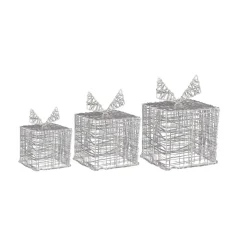 KOOPMAN Lot de 3 cadeaux lumineux 90 LED (H20 cm) Santa Blanc chaud Discount