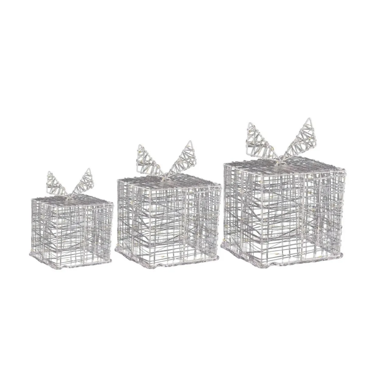 KOOPMAN Lot de 3 cadeaux lumineux 90 LED (H20 cm) Santa Blanc chaud Discount