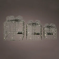 KAEMINGK Lot de 3 cadeaux lumineux à piles 90 LED (H28 cm) Féerie Blanc chaud Clearance