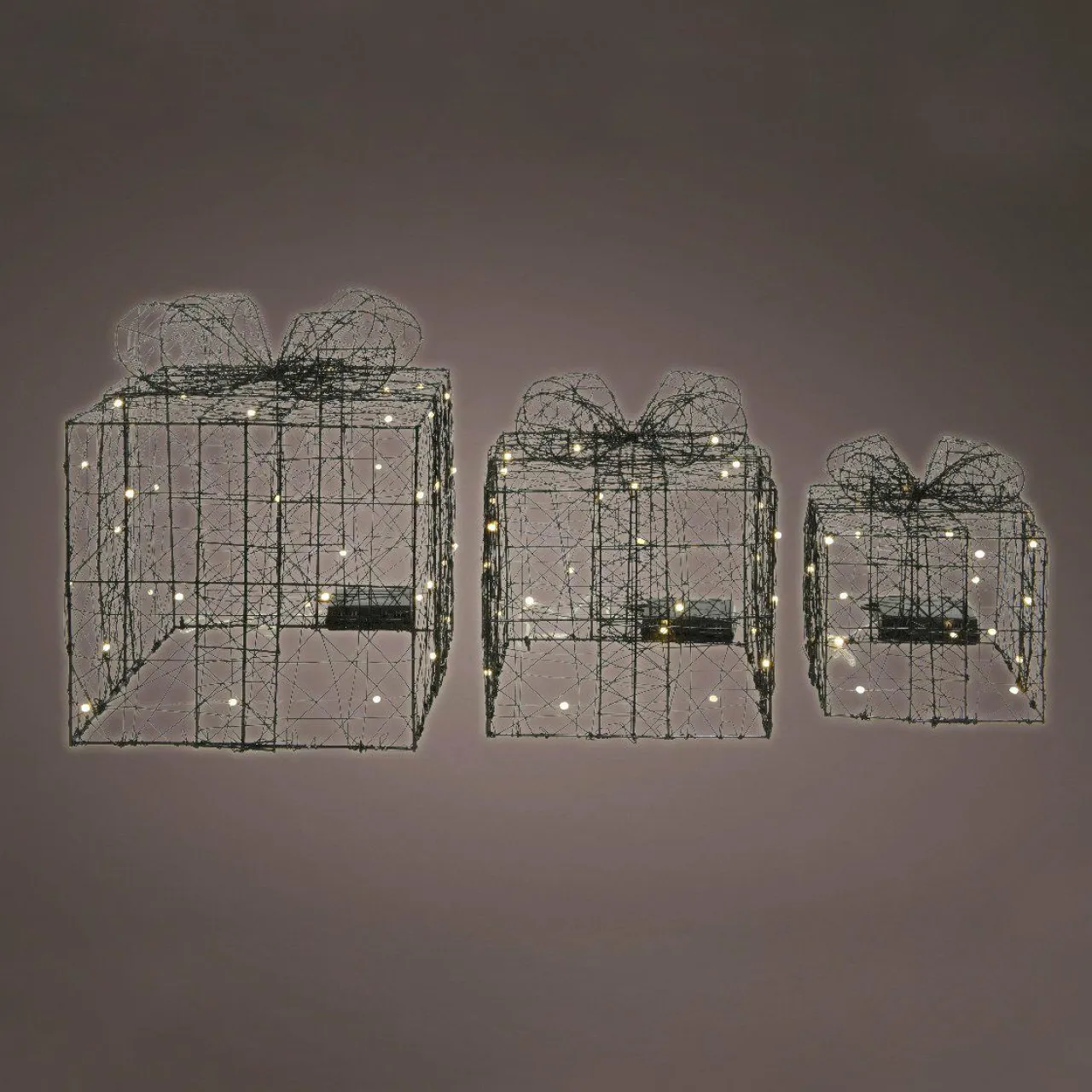KAEMINGK Lot de 3 cadeaux lumineux à piles 90 LED (H28 cm) Féerie Blanc chaud Clearance