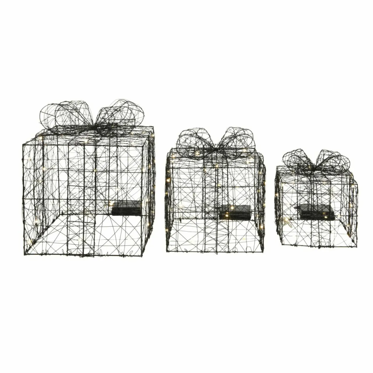 KAEMINGK Lot de 3 cadeaux lumineux à piles 90 LED (H28 cm) Féerie Blanc chaud Clearance