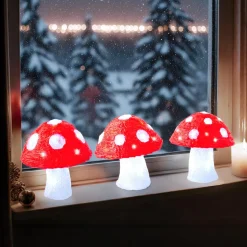 EMINZA Lot de 3 champignons lumineux solaires (H18 cm) Mushy Blanc froid Sale