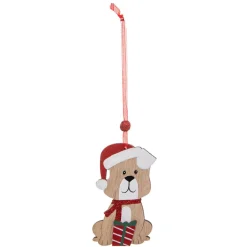 Feeric Lights & Christmas Lot de 4 Chiens à suspendre (H10 cm) Christmas Rouge Hot