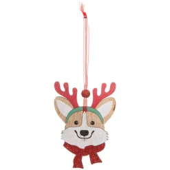 Feeric Lights & Christmas Lot de 4 Chiens à suspendre (H10 cm) Christmas Rouge Hot