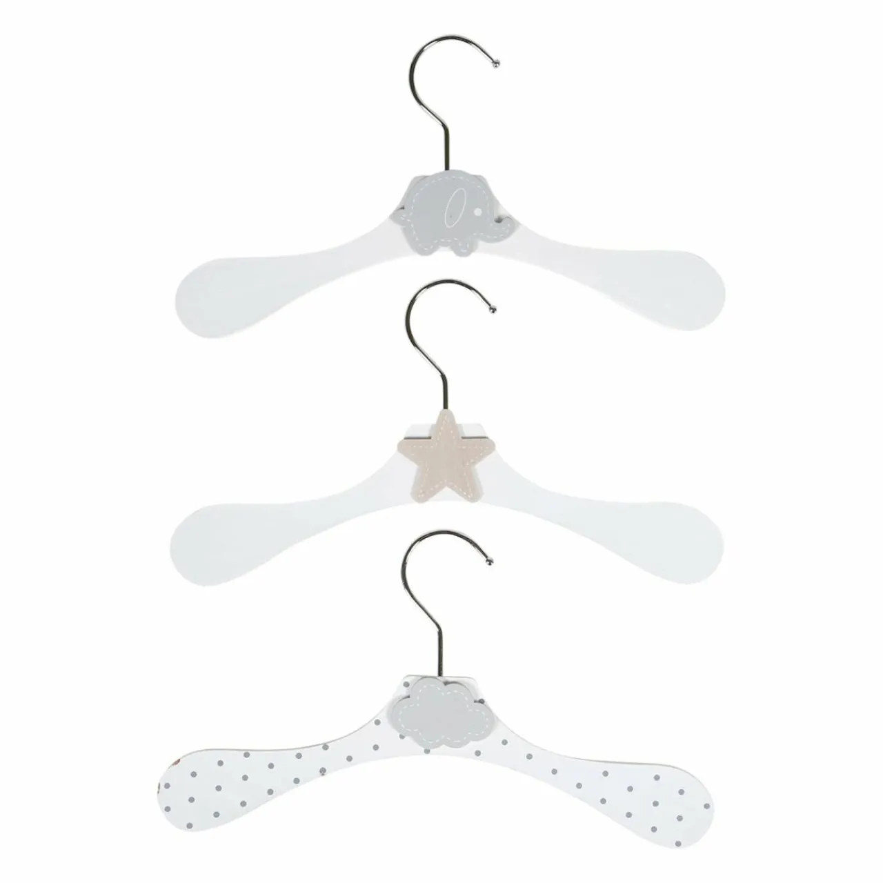 OSTARIA Lot de 3 cintres enfant bois Gris Outlet