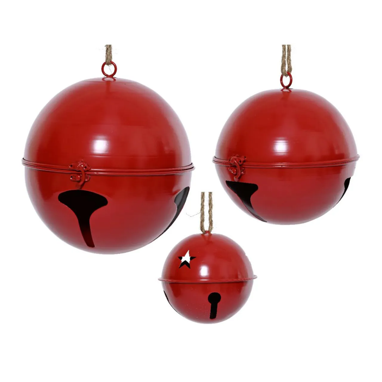 KAEMINGK Lot de 3 Cloches métal à suspendre (D24-20-14 cm) Grisons Rouge
