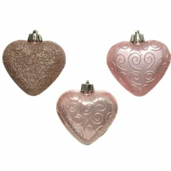KAEMINGK Lot de 6 coeurs de Noël à suspendre (H6 cm) Alpine Rose poudré Outlet