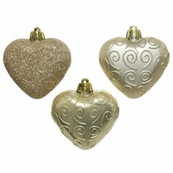 KAEMINGK Lot de 6 coeurs de Noël à suspendre (H6 cm) Alpine Perle New