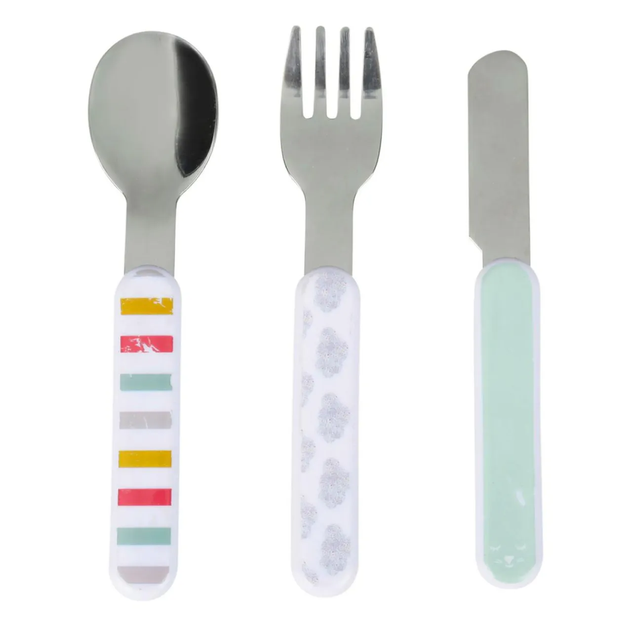 OSTARIA Lot de 3 couverts bébé plastique et inox Josy Multicolore Online