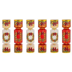JJA Lot de 6 crackers de Noël Festivités Rouge et Blanc Multicolore Clearance