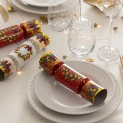 JJA Lot de 6 crackers de Noël Festivités Rouge et Blanc Multicolore Clearance