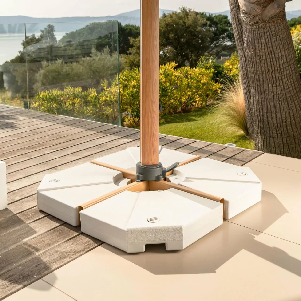 MOBELLIA Lot de 4 dalles pour Parasol déporté 20L hes Blanc Clearance