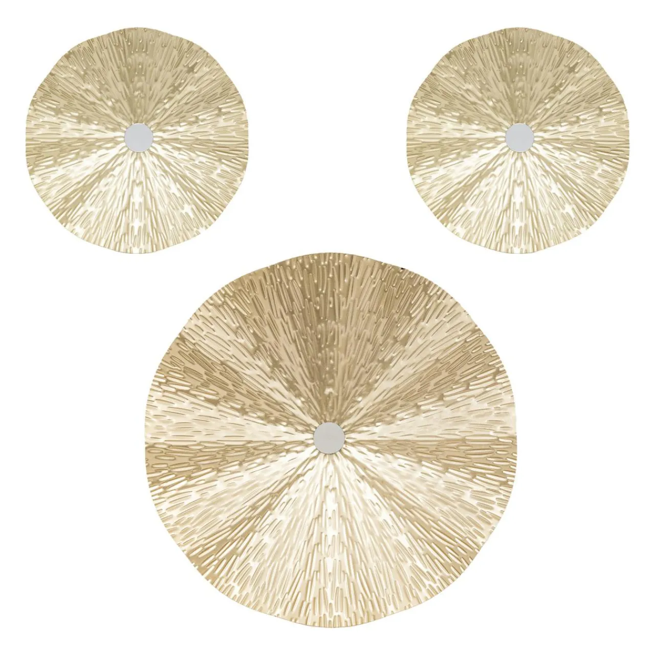 Atmosphera, cru017dateur d'intu017drieur Lot de 3 décos murales métal (D33,5 cm) Leslie Or Hot