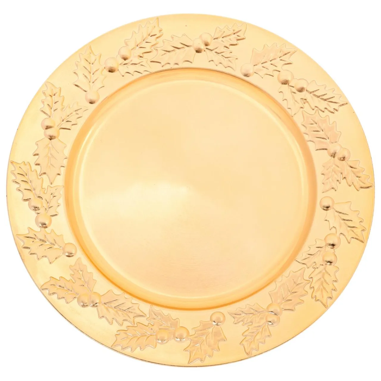 JJA Lot de 12 dessous d'assiette Houx de Noël Or