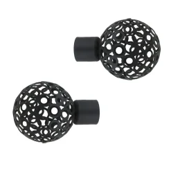 LUANCE Lot de 2 embouts tringle (D20 mm) Jim Boule perforée mat Noir Best