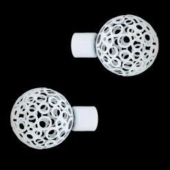 LUANCE Lot de 2 embouts tringle (D20 mm) Jim Boule perforée mat Blanc Outlet