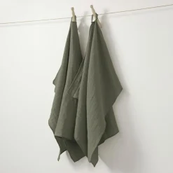 EMINZA Lot de 2 essuie-mains gaze de coton (70 cm) Gaïa Vert romarin Online
