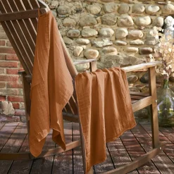 EMINZA Lot de 2 essuie-mains gaze de coton (50 x 70 cm) Gaïa Abricot