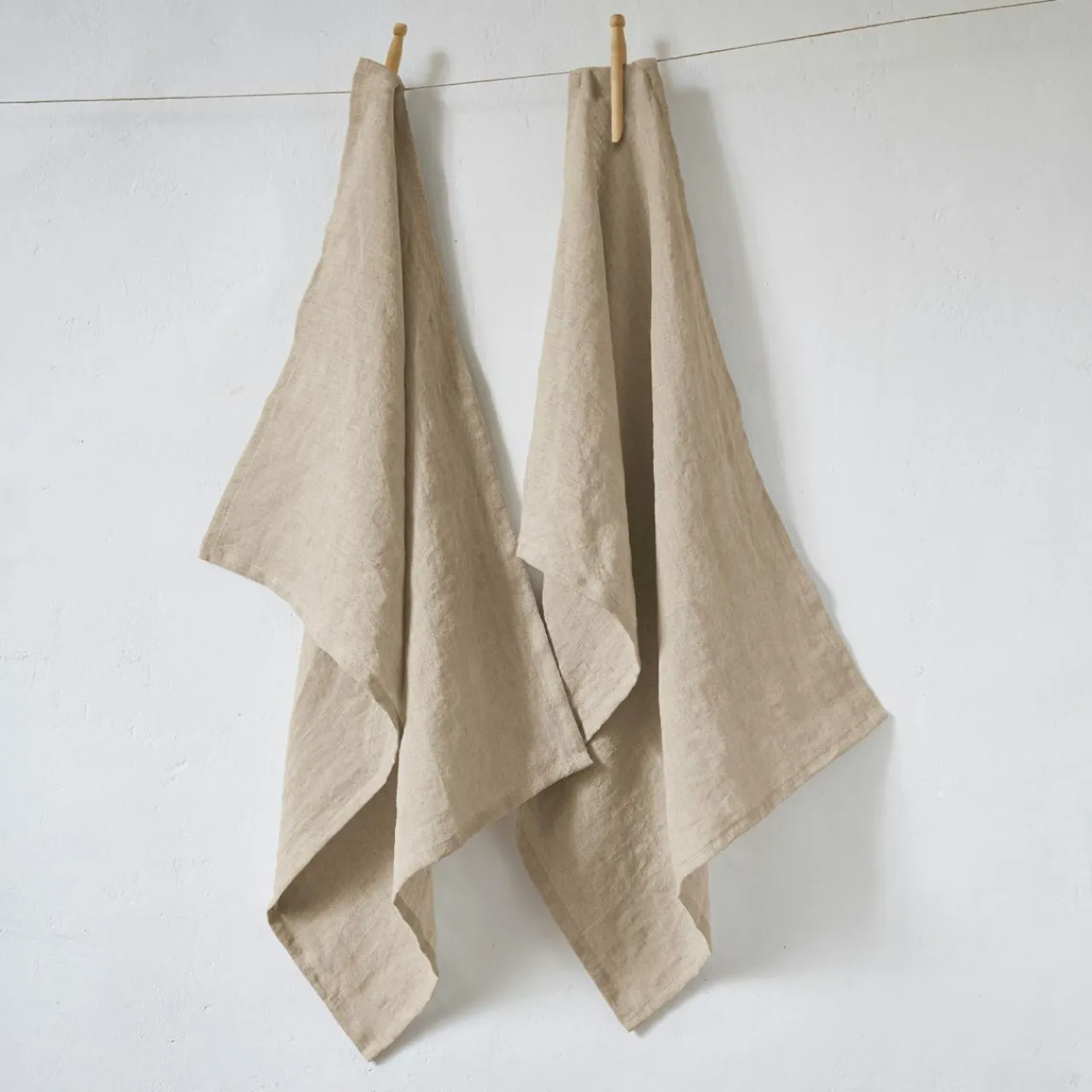 EMINZA Lot de 2 essuie-mains lin lavé (50 x 70 cm) Louise Beige Online