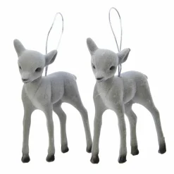 KAEMINGK Lot de 2 faons à suspendre (H10 cm) Anton Gris Discount