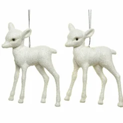 KAEMINGK Lot de 2 faons à suspendre (H9 cm) Margeriaz Blanc Online