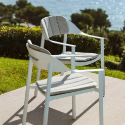 MOBELLIA Lot de 2 fauteuils de jardin aluminium Monte Carlo Blanc Clearance