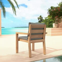 MOBELLIA Lot de 2 fauteuils de jardin empilables en bois d'acacia Bornéo Gris Anthracite Best