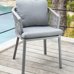 MOBELLIA Lot de 2 fauteuils de jardin en aluminium Amalfi Gris Anthracite New