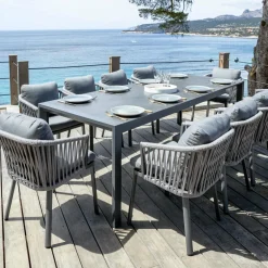 MOBELLIA Lot de 2 fauteuils de jardin en aluminium Amalfi Gris Anthracite New