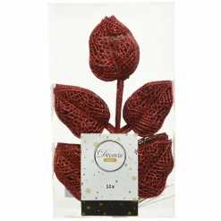 KAEMINGK Lot de 12 feuilles à suspendre (H36 cm) Alpine Rouge Discount