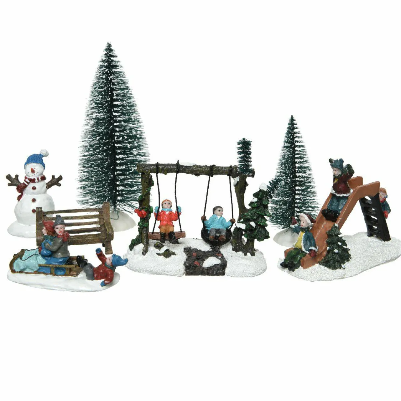KAEMINGK Lot de figurines et accessoires Parc d'enfants pour village Discount