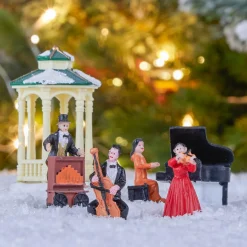 JJA Lot de 5 figurines et accessoires pour village (H22 cm) Musique et kiosque Multicolore