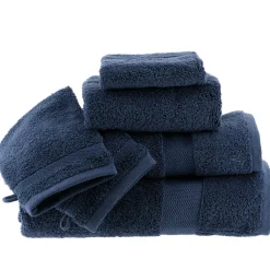 TENDANCE Lot de 2 gants de toilette coton (15 x 21 cm) Timeless Bleu marine Discount
